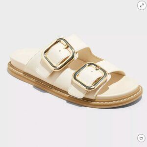 Universal Thread Cream Sandals with Gold Buckles